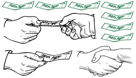 drawing of hands on business on white backgroundのイラスト素材