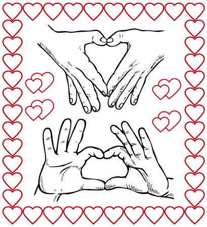 drawing of human hand on a white backgroundのイラスト素材