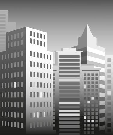 image of the metropolis with high-rise buildings in grayのイラスト素材