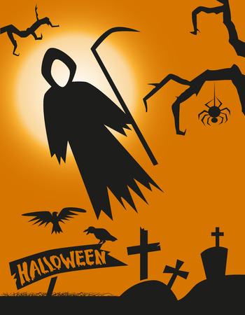 image on background of the moon death with a scytheのイラスト素材