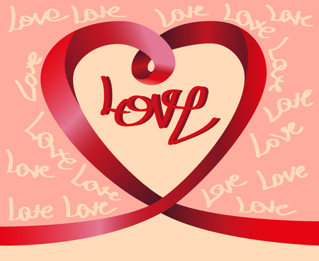 Illustration of heart made of red tape and labelsのイラスト素材