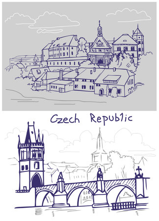 Figure Czech Republic architecture: the city and its attractionsのイラスト素材
