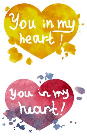 Caption: You in my heart - on watercolor fill in the form of heartのイラスト素材