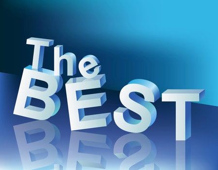 volumetric inscription: the best with reflection on blue backgroundのイラスト素材