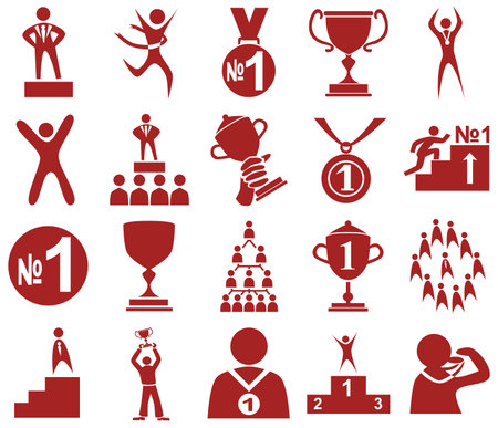 Preview red icons in white  background with  theme leader.のイラスト素材