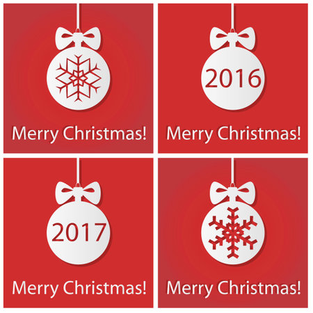 red and white card on a holiday theme Christmasのイラスト素材