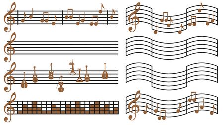 treble clef notes and lines musical notebook on a white backgroundのイラスト素材