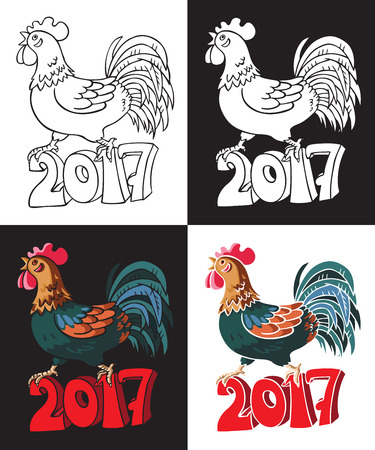 illustration of a rooster symbol of the year for the singing figuresのイラスト素材