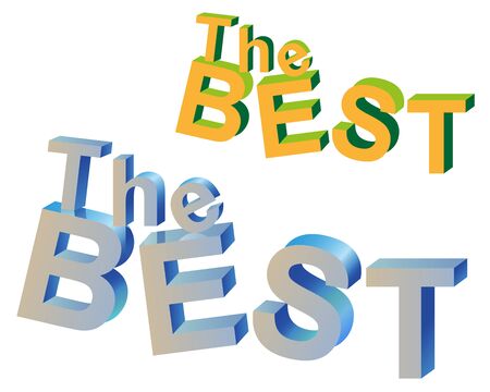 volumetric inscription: the best with reflection on white backgroundのイラスト素材