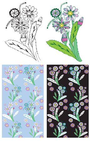 Beautiful flowers on white background seamless floral Wallpaperのイラスト素材