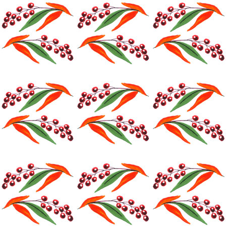seamless watercolor berries pattern on a white background