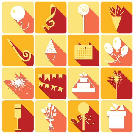 set of colored holidays icons with shadowsのイラスト素材