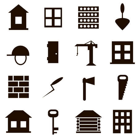 building house black icon set on a white backgroundのイラスト素材