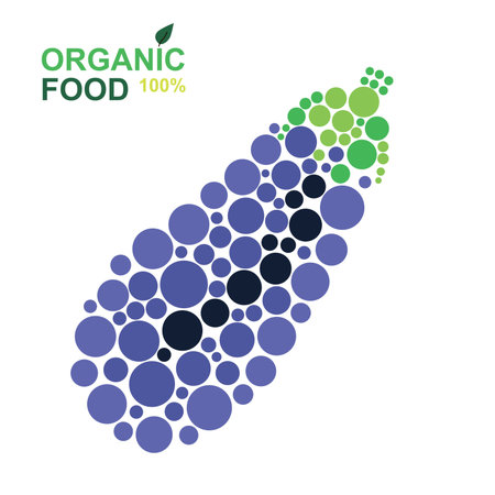 organic food eggplant made from dots on a white background. natural productのイラスト素材