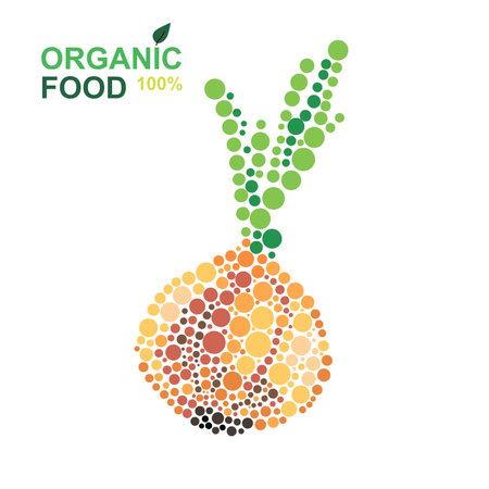 organic food onion made from dots on a white background. natural productのイラスト素材