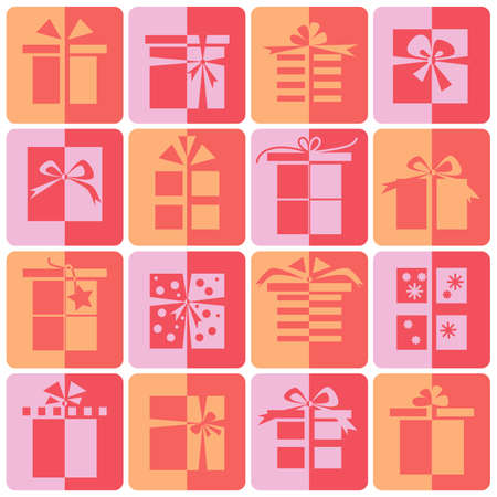 gift boxes icons for different events with shadow color halfのイラスト素材