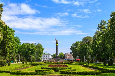 POLTAVA, UKRAINE - May 15, 2017: The corpus garden is the central park of Poltava, laid in the first half of the 19th century around the Monument of Gloryのeditorial素材