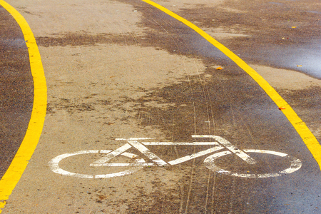 A bike path marked with a special symbol and marking. Toningの写真素材