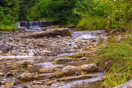 Ukraine, Carpathians. Mountain river, a tributary of the Black Cheremosh.の写真素材