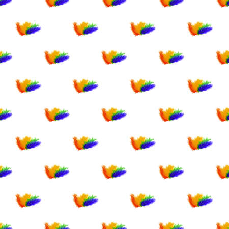 Seamless pattern of lined in rainbow colored bird feathers on a white background. LGBTQ concept. High quality photoの写真素材