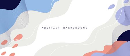 Horizontal banner with geometric shapes, flow liquid elements. Trendy dynamic background with fluid...
