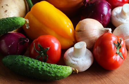 fresh vegetables on the table macro photo