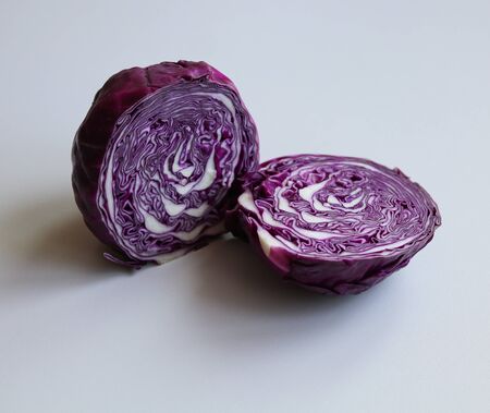 red cabbage on a white background close upの写真素材