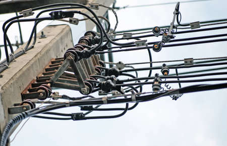 Electric pole with wires