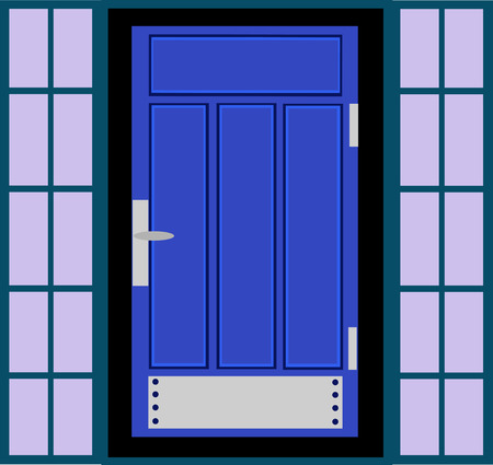 blue door with Windowsのイラスト素材