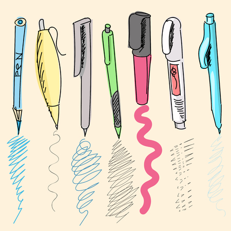 pencil. pen. marker. sketchのイラスト素材