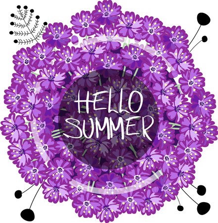 A lilac flowers. frame. summer illustration.のイラスト素材