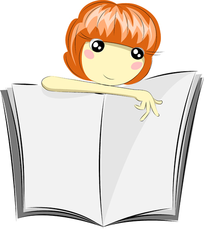 the girl with the bookのイラスト素材