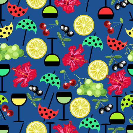 Cocktails and fruitのイラスト素材