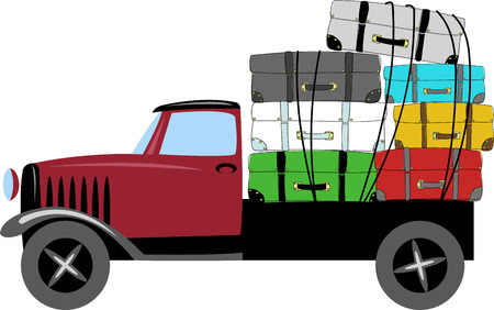 The truck with the suitcases.のイラスト素材
