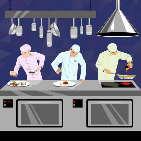 Chef in the kitchen of the restaurant.のイラスト素材