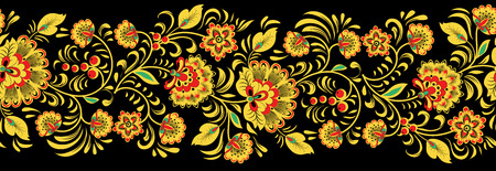 Khokhloma on horizontal seamless patternのイラスト素材