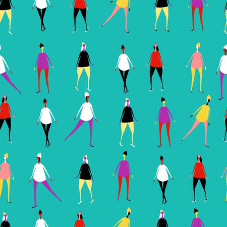 People on skates seamless patternのイラスト素材