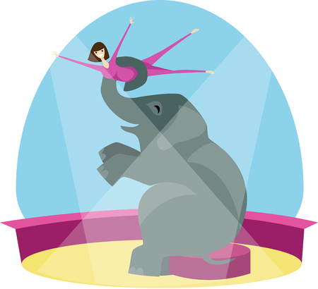 The elephant and the girl at the circusのイラスト素材