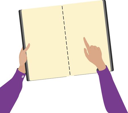 The hands of the man reading a bookのイラスト素材