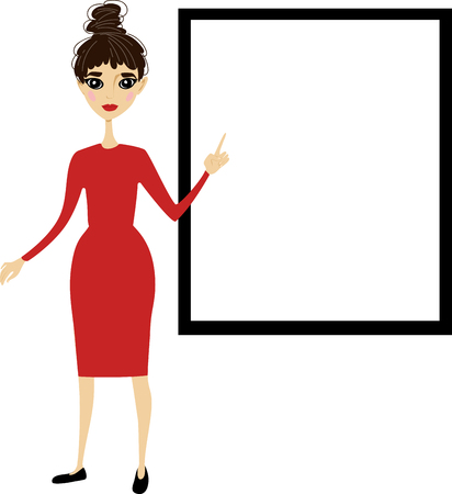 Teacher stands at the Whiteboardのイラスト素材