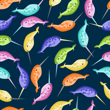 Narwhal seamless patternのイラスト素材