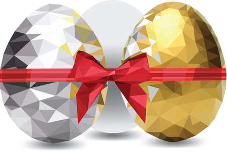 gold and silver eggs with bowのイラスト素材