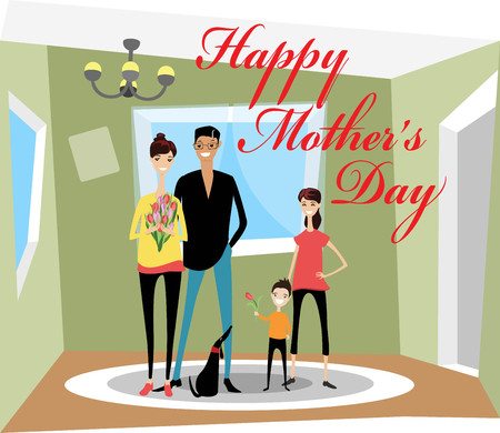 Mother's Day, children congratulate mom.のイラスト素材
