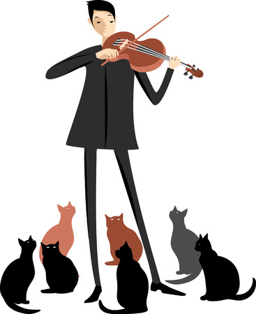 violinist and catsのイラスト素材