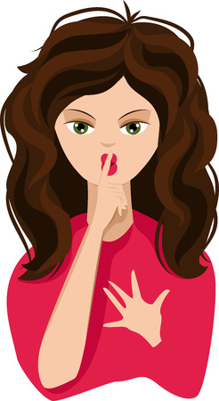 a girl shows a sign quietlyのイラスト素材