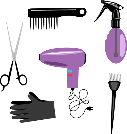 Tools sets for hairdresser isolated on whiteのイラスト素材