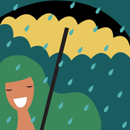 portrait of a girl under an umbrellaのイラスト素材