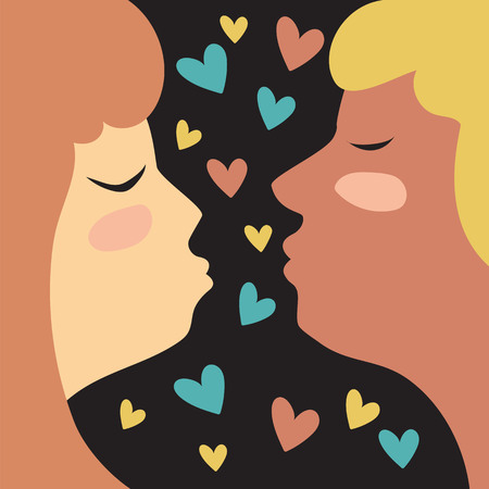 guy and girl kissingのイラスト素材