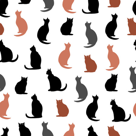 the silhouette of a cat. seamless patternのイラスト素材