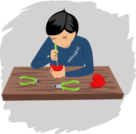 boy with heartのイラスト素材